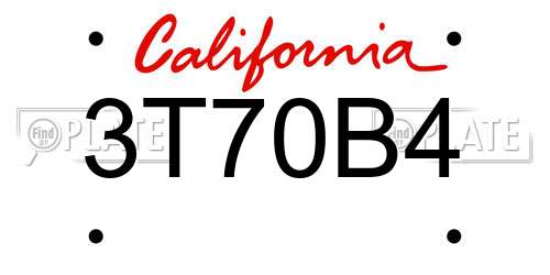 3T70B4 California License Plate
