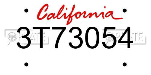 3T73054 California License Plate