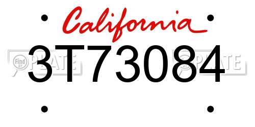 3T73084 California License Plate