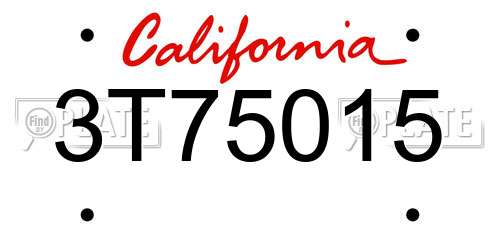 3T75015 California License Plate