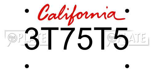 3T75T5 California License Plate