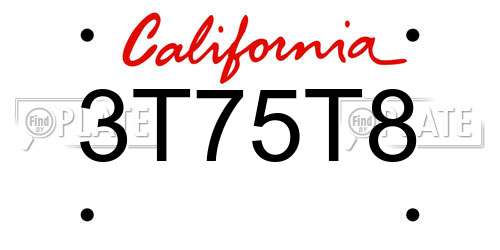 3T75T8 California License Plate