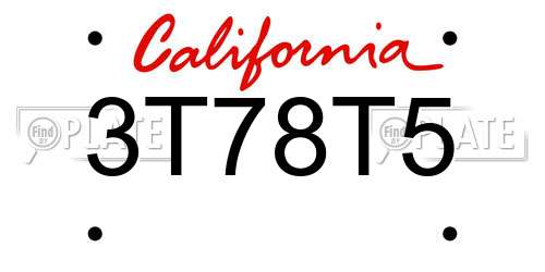 3T78T5 California License Plate