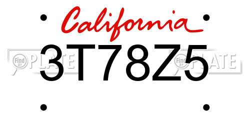 3T78Z5 California License Plate