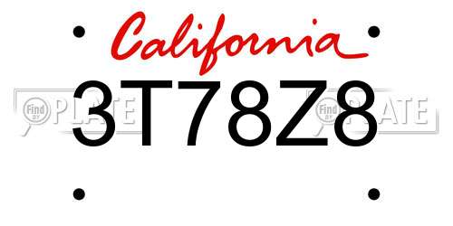 3T78Z8 California License Plate