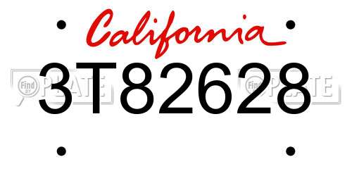 3T82628 California License Plate