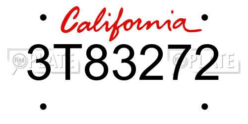 3T83272 California License Plate
