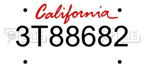 3T88682 California License Plate