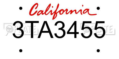 3TA3455 California License Plate