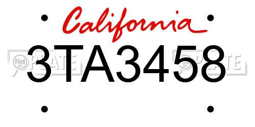 3TA3458 California License Plate