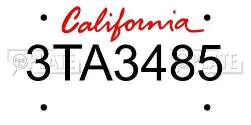 3TA3485 California License Plate
