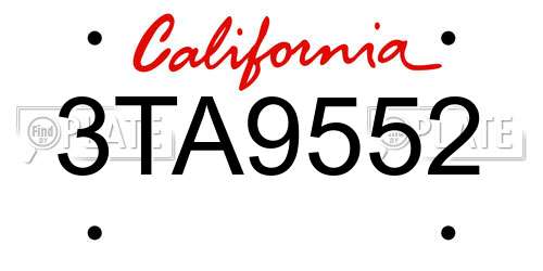 3TA9552 California License Plate