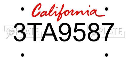3TA9587 California License Plate