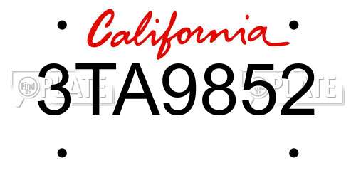 3TA9852 California License Plate