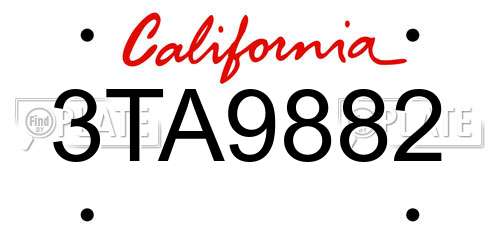 3TA9882 California License Plate
