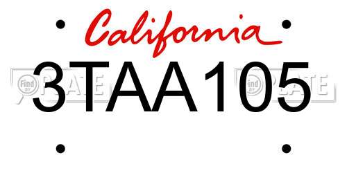 3TAA105 California License Plate