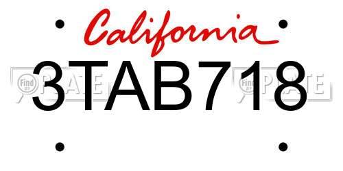 3TAB718 California License Plate