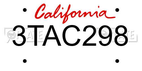 3TAC298 California License Plate