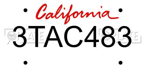 3TAC483 California License Plate