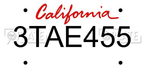 3TAE455 California License Plate