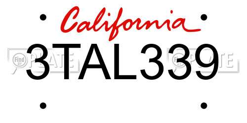 3TAL339 California License Plate