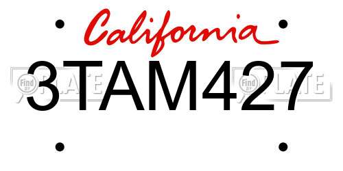 3TAM427 California License Plate