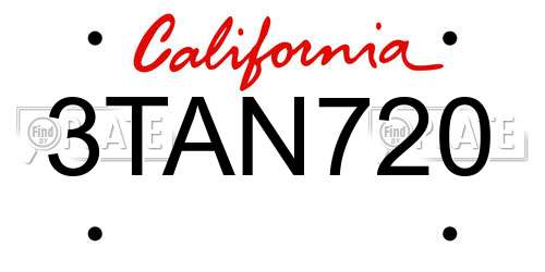 3TAN720 California License Plate