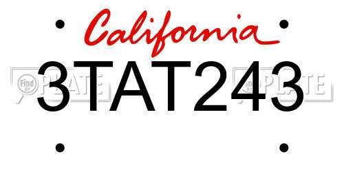 3TAT243 California License Plate
