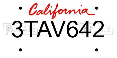 3TAV642 California License Plate