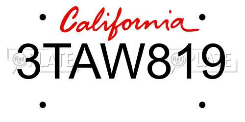 3TAW819 California License Plate
