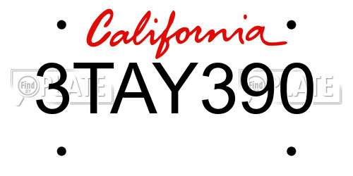 3TAY390 California License Plate
