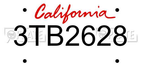 3TB2628 California License Plate