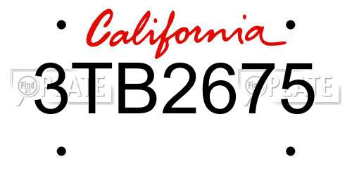 3TB2675 California License Plate