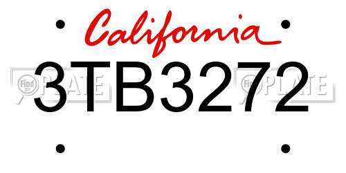 3TB3272 California License Plate