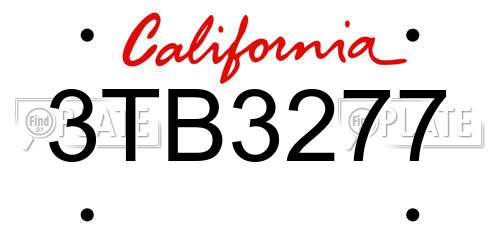 3TB3277 California License Plate