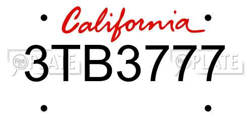 3TB3777 California License Plate