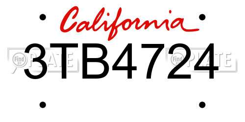 3TB4724 California License Plate