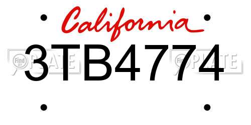 3TB4774 California License Plate