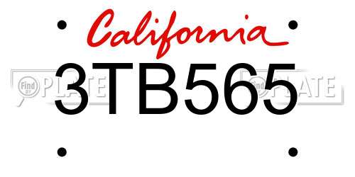 3TB565 California License Plate