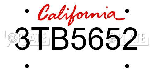 3TB5652 California License Plate
