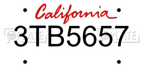 3TB5657 California License Plate