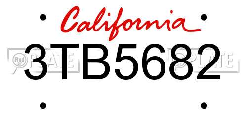3TB5682 California License Plate