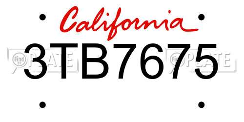 3TB7675 California License Plate