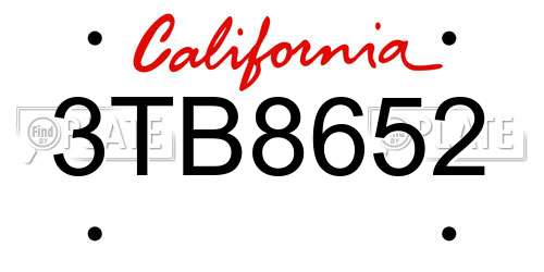 3TB8652 California License Plate