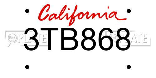 3TB868 California License Plate