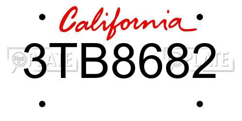 3TB8682 California License Plate