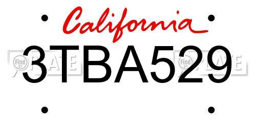 3TBA529 California License Plate