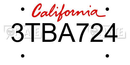 3TBA724 California License Plate