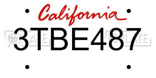 3TBE487 California License Plate