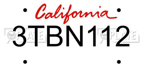 3TBN112 California License Plate
